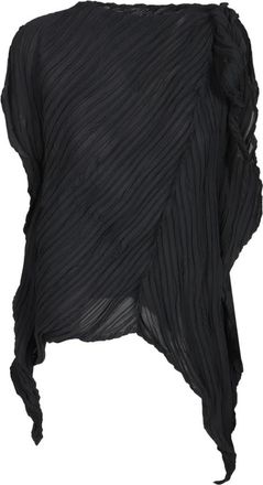 Issey Miyake Wrinkled And Twisted Blouse - Dames - Blouses - Zwart - M - Polyester - Overhemden