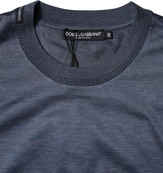 Dolce & Gabbana Blue Silk Crew Neck Short Sleeves Men Mens T-shirt