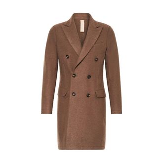 Eleventy Double-Breasted Coats, male, Brown, L, Cappotto