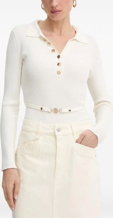 Fracomina Top a coste con bottoni - Toni neutri