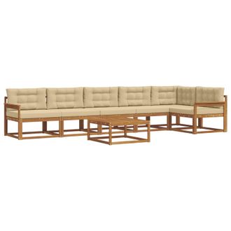 vidaXL Conjunto De Sof&aacute;s De Exterior Con Coj&iacute;n 7 Pcs Natural Y Beige Vidaxl