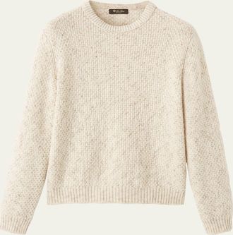 Loro Piana Mens Ash Virgin Wool, Linen and Cashmere Crewneck Sweater