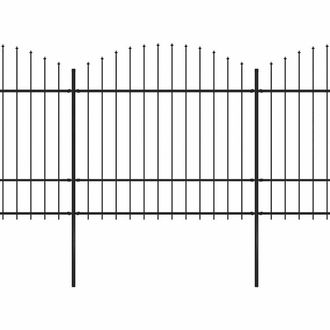Berkfield Home Garden Fence with Spear Top Steel (1.5-1.75)x8.5 m Black
