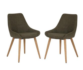 Mathi Design Lote de 2 sillas de comedor de tela y madera