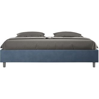 ITYhome Ityhome - Letto Matrimoniale King size rivestito in Microfibra - azelia - Colore: Blu - Tipologia Letto: Con Rete e Contenitore - Dimensione Rete