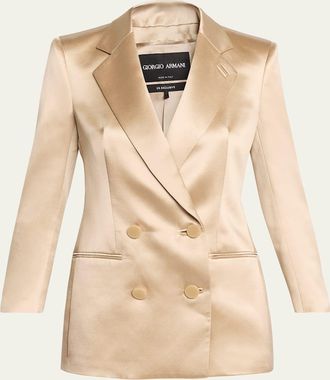 Giorgio Armani Satin Double-Breasted Blazer Jacket