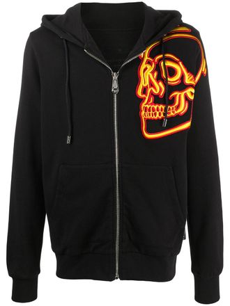 Philipp Plein embroidered skull hoodie - men - Cotton - S - Black