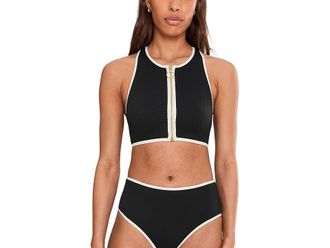 Seafolly Beach Bound Zip Front Tank Top Womens Clothing Black : AUS 16 (US Womens 12), Elastane/Nylon