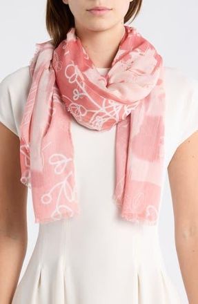 Nordstrom Rack Oversize Pareo Scarf in Peach Watercolor Floral at Nordstrom Rack