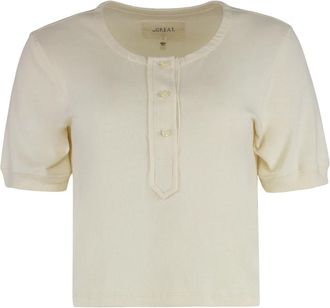 The Great. Scoop Henley - Dames - T-shirts - Wit - M - Katoen - Tops