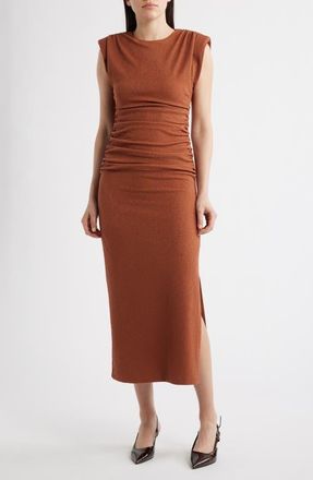 Vince Camuto Cap Sleeve Textured Knit Midi Dress in Rust at Nordstrom, Size 10