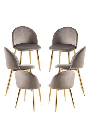 Regalos Miguel Regalos Miguel - Packs Sillas Comedor - Pack 6 Sillas Vint Terciopelo Golden - Gris Claro