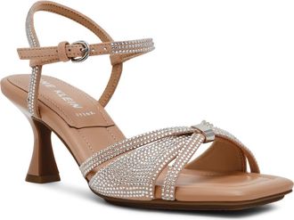 Anne Klein Jelena Ankle Strap Sandal in Beige Crystal at Nordstrom, Size 8.5