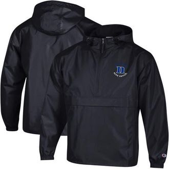 Champion Mens Champion Black Duke Blue Devils Packable Hooded Windbreaker Half-Zip Jacket at Nordstrom, Size X-Large