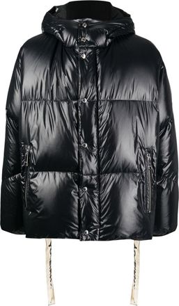 Khrisjoy logo-tape detail hooded padded jacket - men - Polyamide/Polyester/Polyester/Down/Feather - 00 - Black