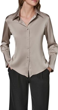 DKNY Satin Button-Up Shirt in Turin at Nordstrom, Size X-Small