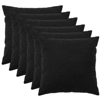 vidaXL Funda De Almohada 6 Pcs Heerlen Negro 55 X 55 Cm Boucl&eacute; Vidaxl
