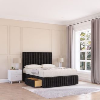 Sloomy Madison Divan Bed Base No Drawers 12 Footboard & 26 Struts Headboard in Black | Size: Small Single