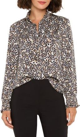 Nic+Zoe Little Leopard Long Sleeve Top in Neutral Multi at Nordstrom Rack, Size Medium P