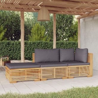 vidaXL Juego Muebles De Jard&iacute;n 3 Piezas Y Cojines Madera Maciza Teca Vidaxl