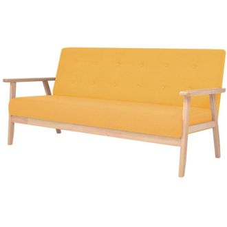 vidaXL Sof&aacute; De 3 Plazas De Tela Amarillo Vidaxl