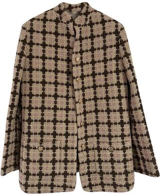 Gucci Brown Checked Tweed Jacket Size M