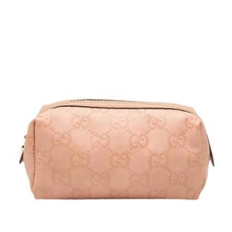 Gucci Pre-owned Embossed Leather Pouch - Dames - Pre-owned - Roze - Maat: ONE Size Leer