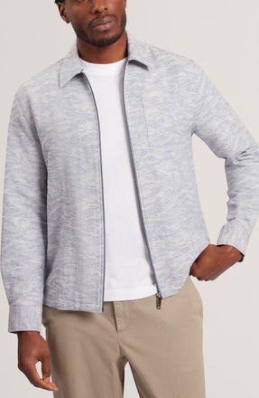 Ted Baker Lerreto Jacquard Denim Zip Overshirt in Blue at Nordstrom, Size 2