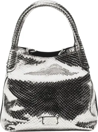 Frances Valentine Teeny Sweet Pea Metallic Snake-Embossed Leather Tote