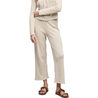 Barefoot Dreams CozyChic Ultra Lite Ruffle Hem Rib Ankle Pants in Stone at Nordstrom, Size X-Small