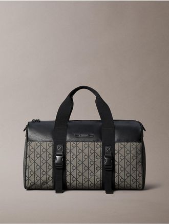 Calvin Klein Mens Emblem Jacquard Duffle Bag - Grey