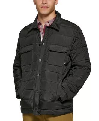 G.H. Bass & Co. Bass Outdoor Mission Shirt Jacket Mens Black Quilted Snap Front FTS90