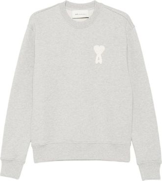 Ami Sweatshirts, female, Gray, Size: XS Appliqued Crew Neck Sweatshirt