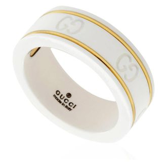 Gucci Yellow Gold And White Icon Ring, Size 6