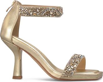 Alma En Pena Sandaal met dubbele band en juweeleffect - Dames - Sandalen met hakken - Geel - 40 EU - Schoenen