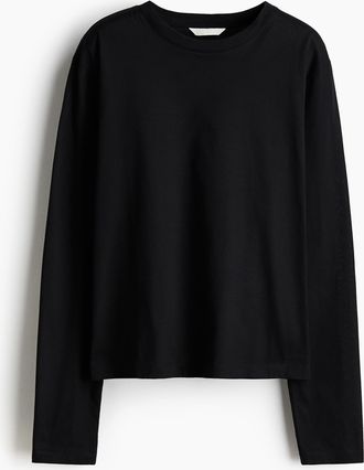 H&M Langarmshirt aus Baumwolle - Schwarz