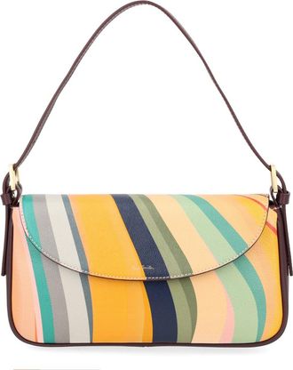 Paul Smith Dark Brown Swirl Pattern Leather Shoulder Bag