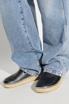 Balmain Leather Espadrilles, Mens, Black