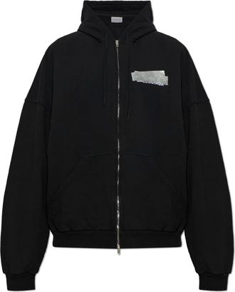 Balenciaga Sudadera con cremallera grande y cinta plateada en la espalda - Sweatshirts & Hoodies - Hombre - Negro - XS