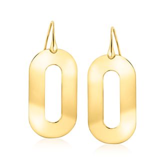 Ross-Simons Italian 18kt Gold Over Sterling Oval Drop Earrings