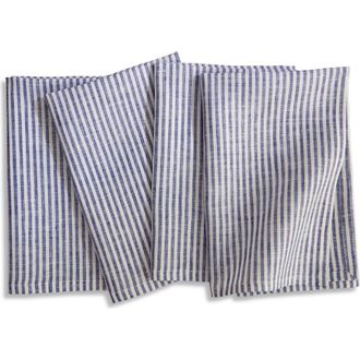 Solino Home Linen Dinner Napkins - Narrow Stripe, 20 x 20 in Navy And White at Nordstrom, Size Large
