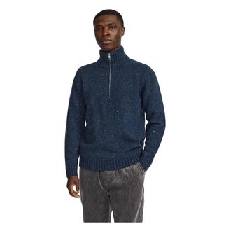 Revolution Gebreide trui met halve rits - Heren - Truien - Blauw - Maat: XL