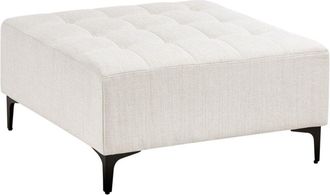 Beliani Otomana Moderna Cuadrada Reposapi&eacute;s Tapizado De Tela Con Capiton&eacute; Blanco Crema Aberdeen