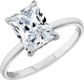 Crislu Radiant Cut Cubic Zirconia Solitaire Ring in Pure Platinum /Clear Stone at Nordstrom, Size 6