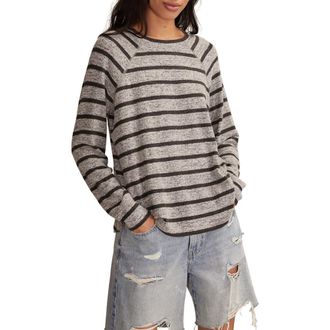 Lucky Brand Cloud Raglan Sleeve Knit Top in Grey Stripe at Nordstrom Rack, Size X-Large