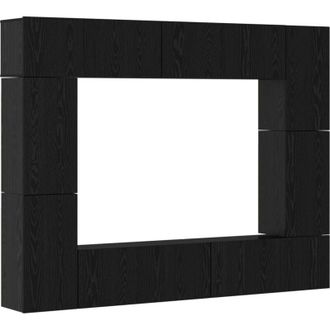 vidaXL Vidaxl - Conjunto De Mueble De Tv 8 Pcs Roble Negro 80 X 30 X 30 Cm