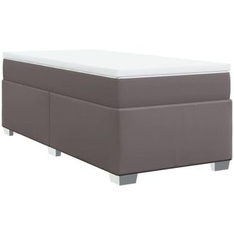 vidaXL Cama Box Spring Con Colch&oacute;n Cuero Sint&eacute;tico Gris 80x200 Cm Vidaxl