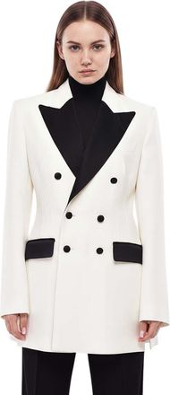 Dolce & Gabbana White Solid Peaked Lapel Jacket