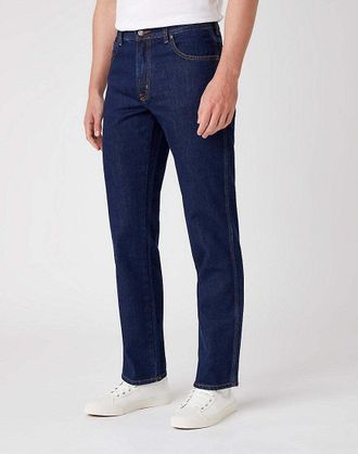 Wrangler Straight-Jeans WRANGLER WRANGLER Jeans Straight Leg Texas, Herren, Gr. 46, L&auml;nge 32, blau (blau denim dunkel), Obermaterial: 100% Baumwolle CO., Jeans
