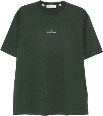 Stone Island Green Logo-Print T-Shirt